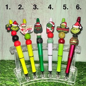 Grinch Themed Decorative Pens Set - Red, Green, Black